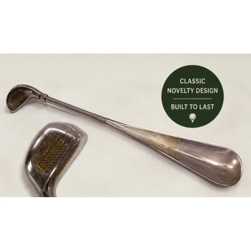 Vintage‎ Golf Club Long Handled Shoehorn Silver Metal Tone Golfer Valet Gift MCM